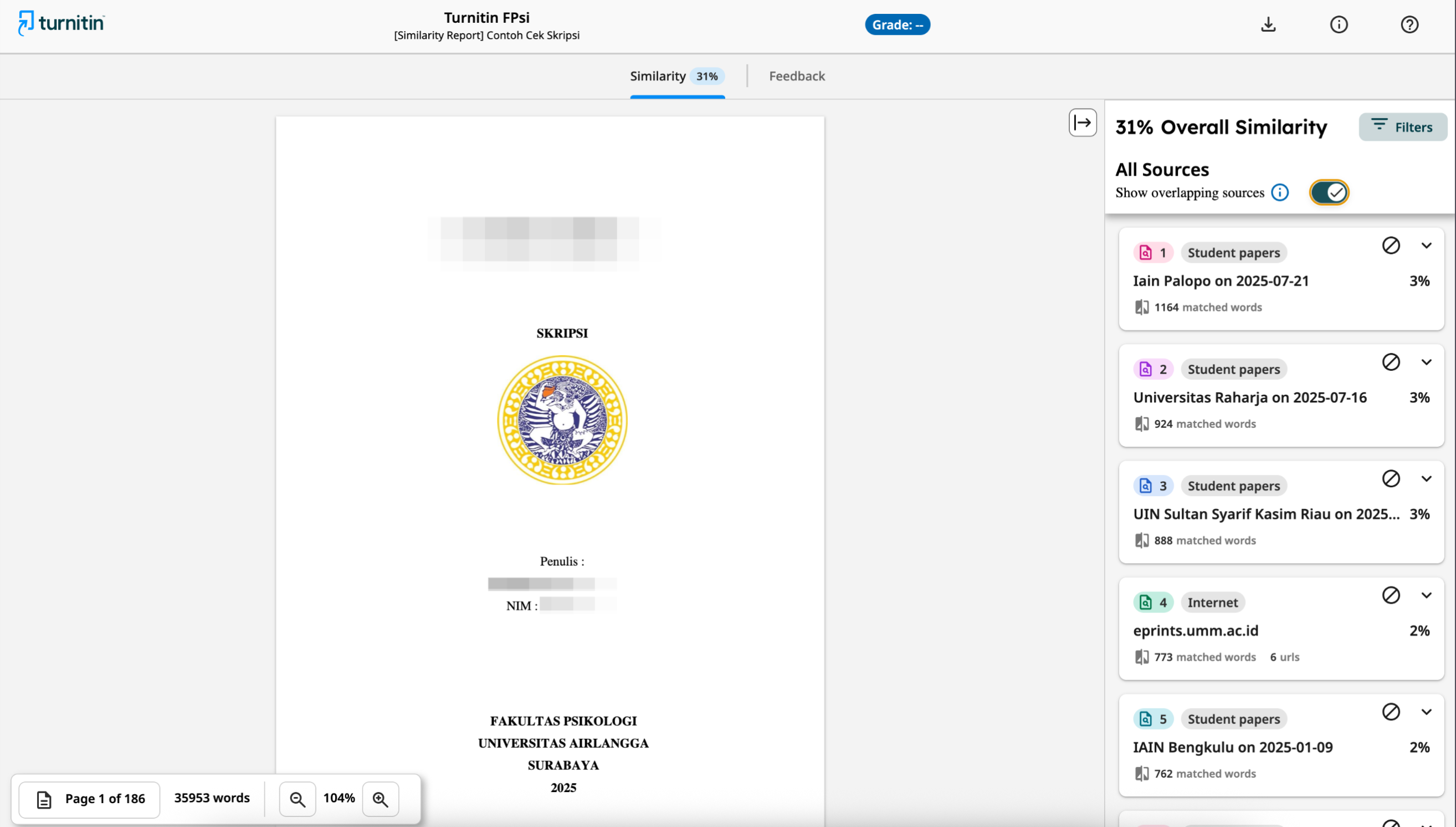Pilih ikon Download untuk mengunduh hasil pengecekan