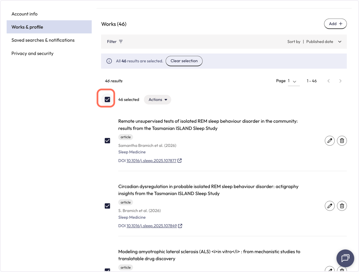 Select all of your articles or a selected few that you want to work with.