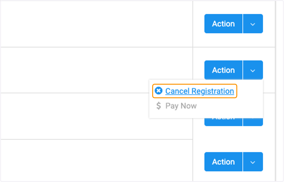 Click on Cancel Registration