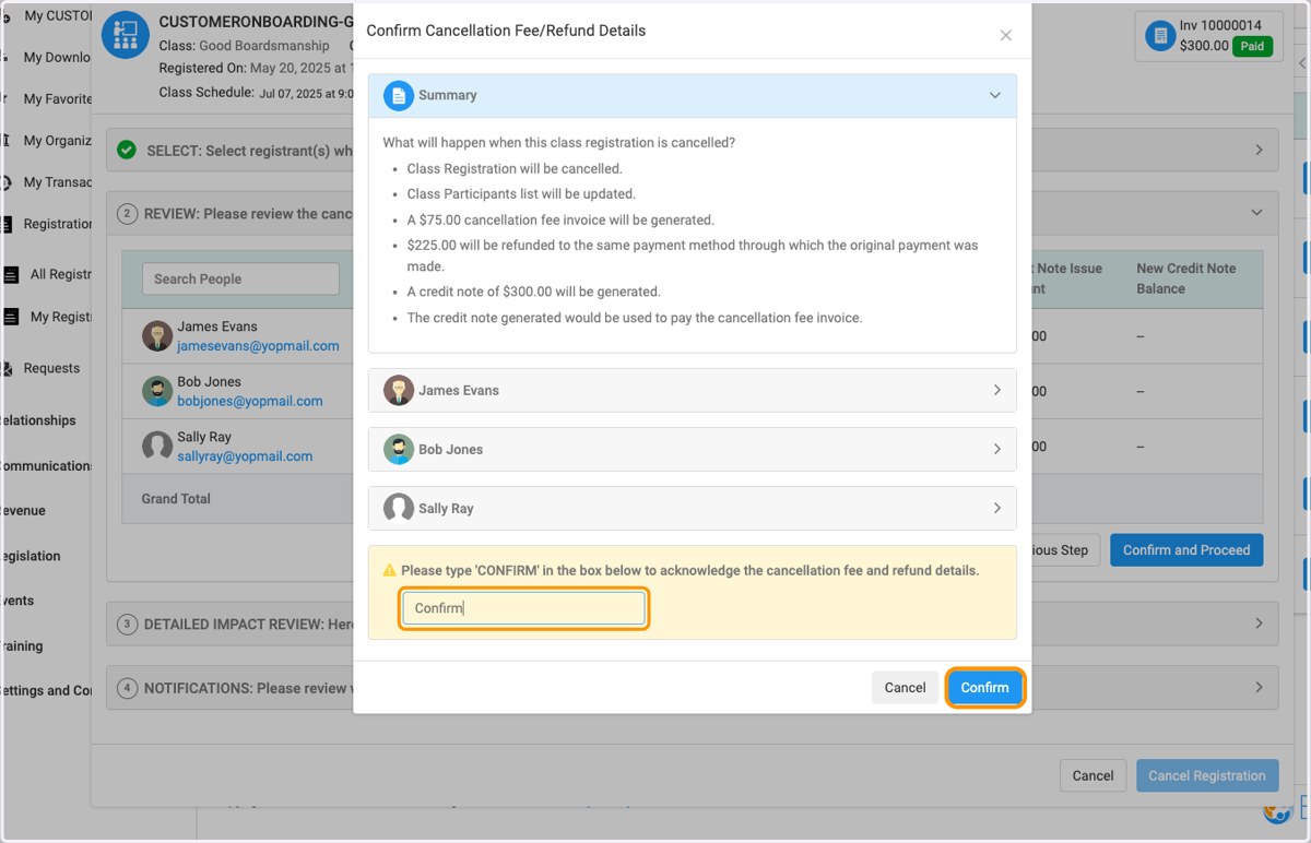 If all looks correct on the Summary, type "Confirm" in the text box and click on Confirm button
