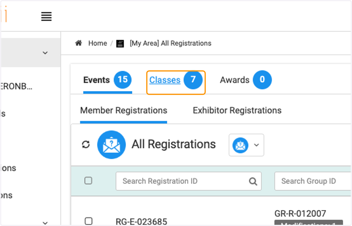 Click on Classes