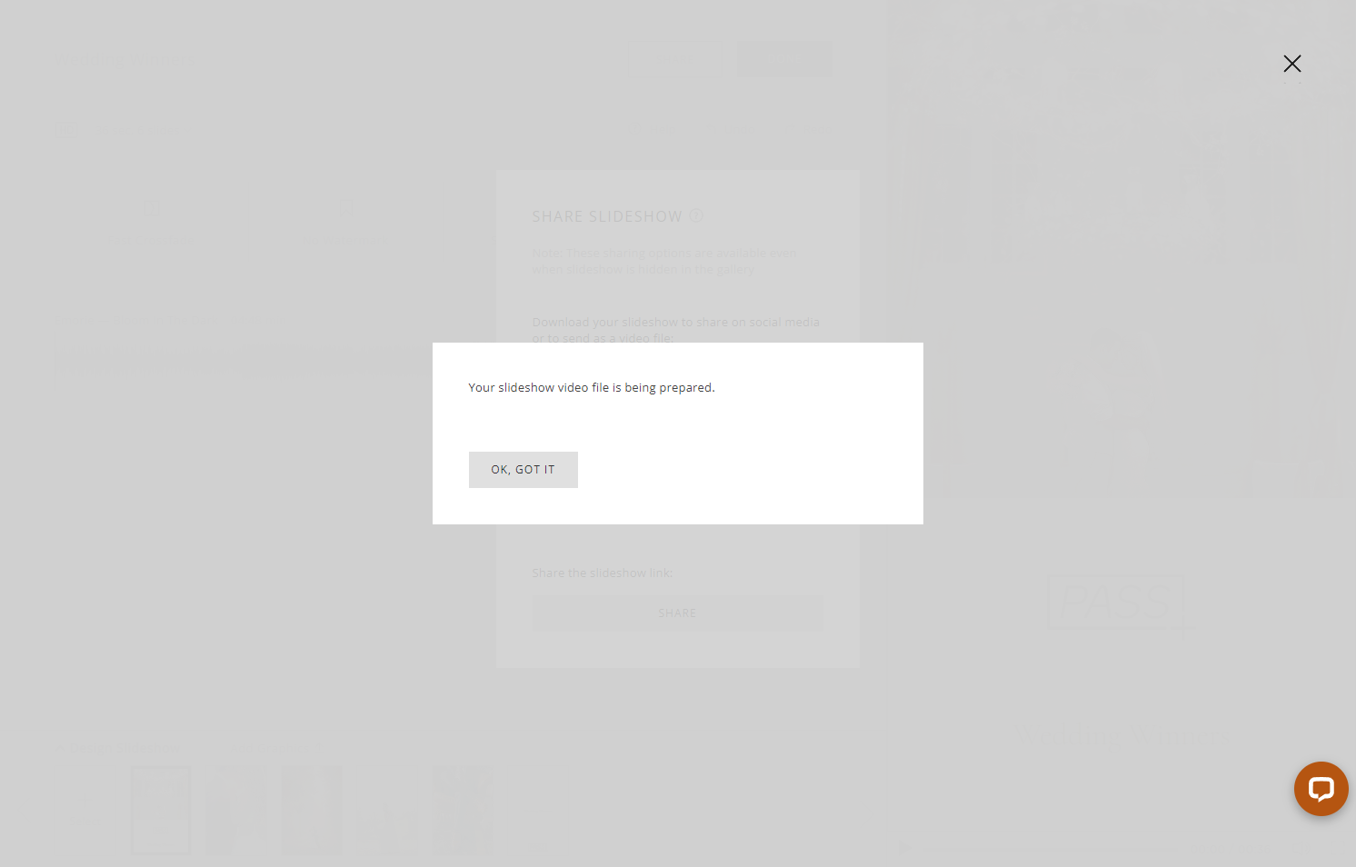 This may take up to an hour for the slideshow to render, so you will be emailed the link to download when your slideshow is ready.