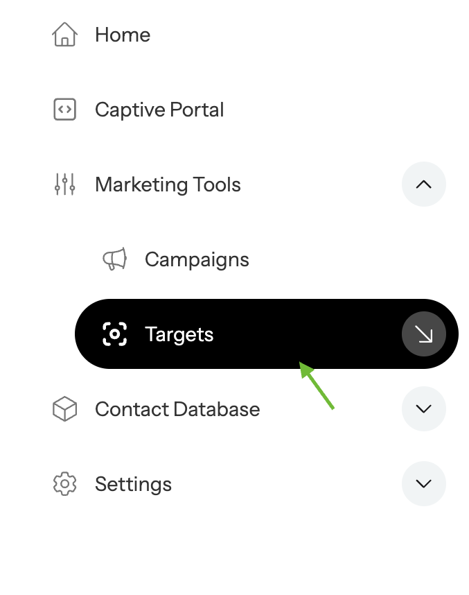 Go to the Targets Section in the Affinect dashboard.