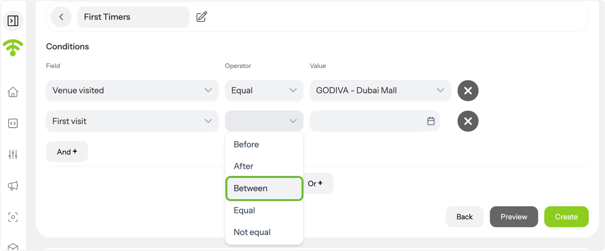 Add the Date-Based Visit Condition.