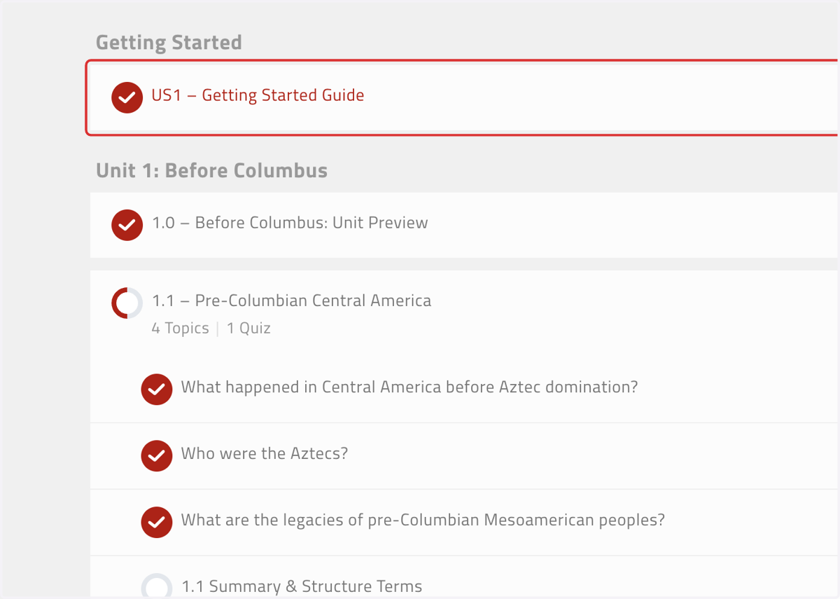 Open the Getting Started Guide for the course in question