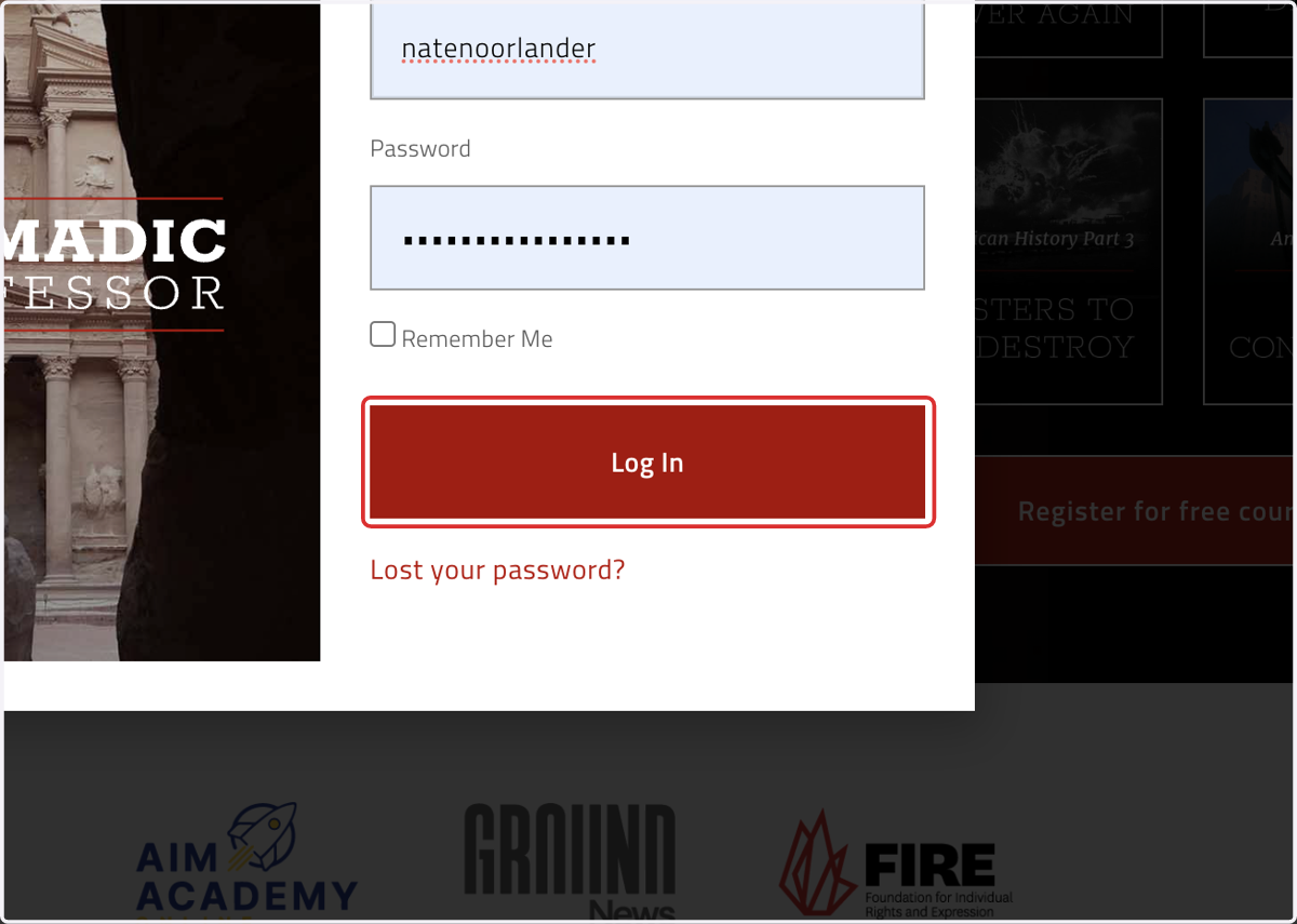 Login to an INSTRUCTOR account