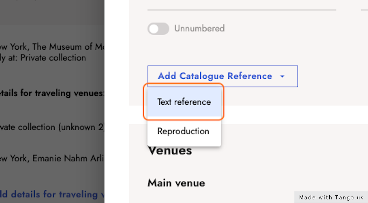 Click on Text reference
