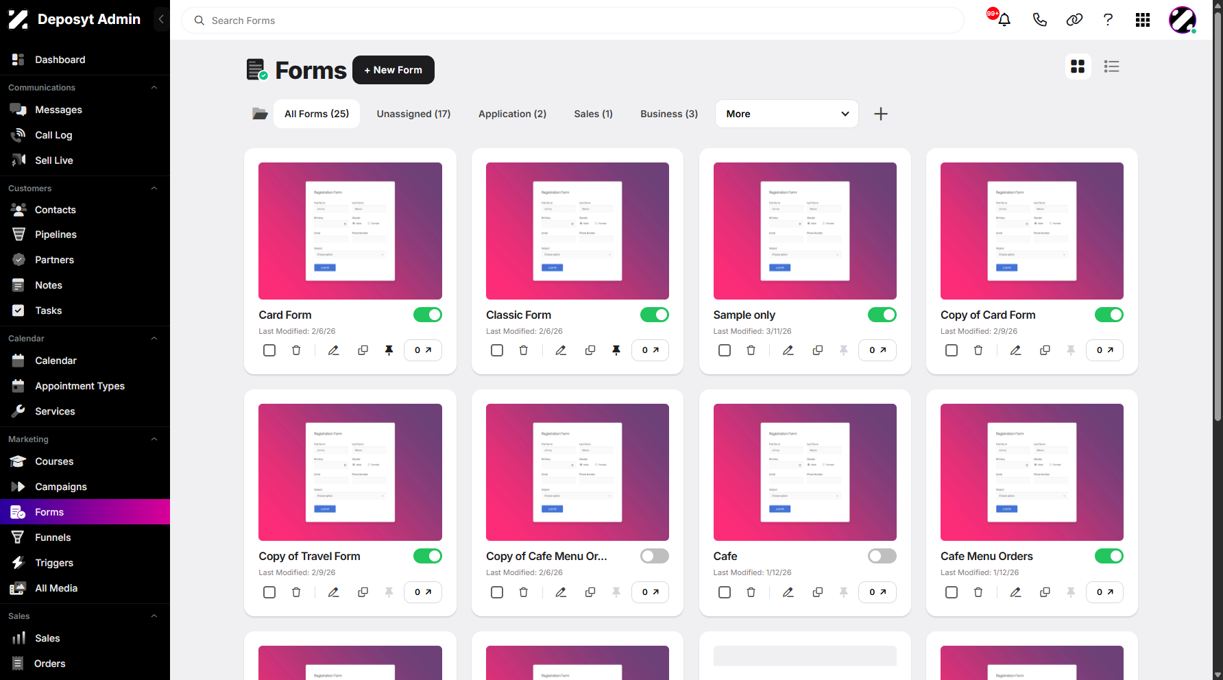 Step 4: You will then be navigated to the form’s Card View.