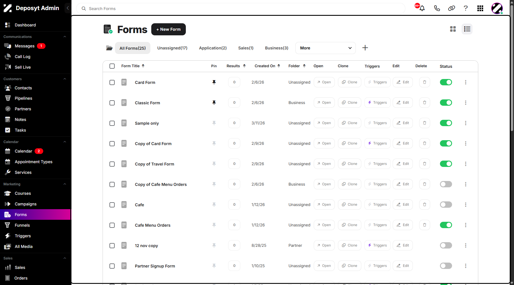 Step 2: You will then be navigated to the Forms section.