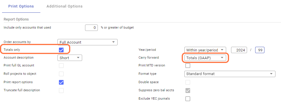 Verify Print Options