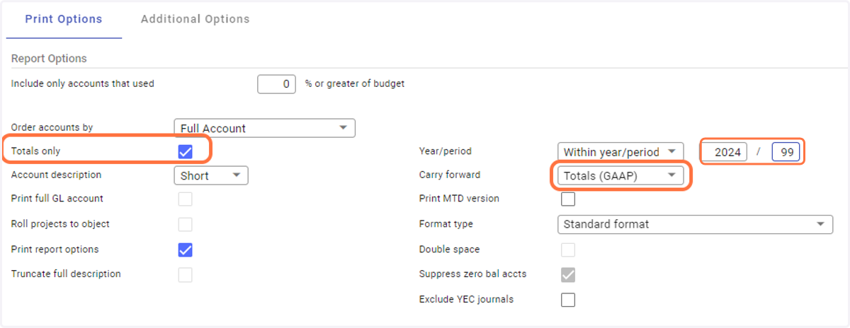 Verify Print Options