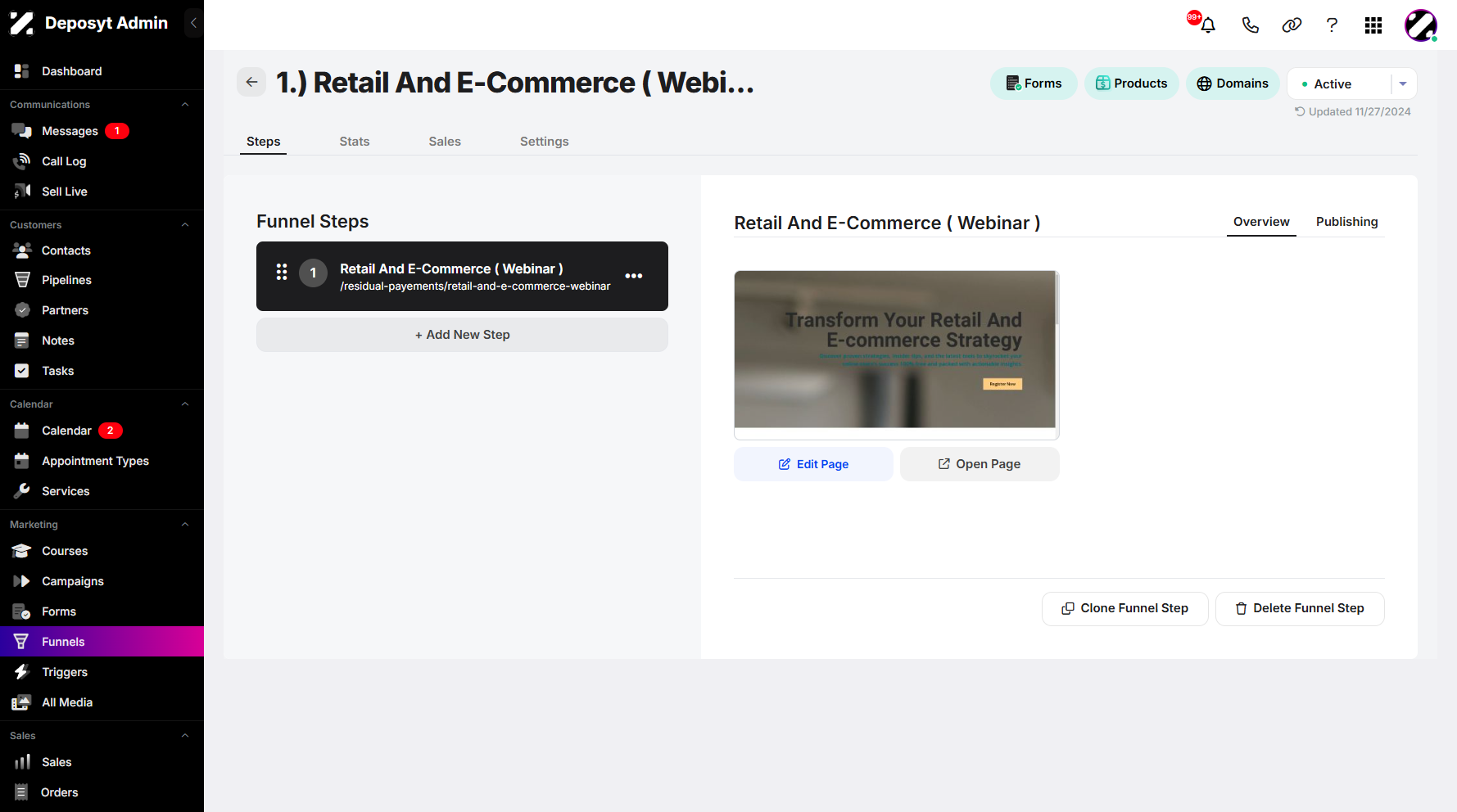 Step 5: Click the Publishing button next to the Overview.