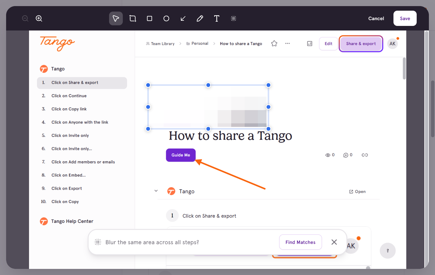 Drag to blur a section of your image