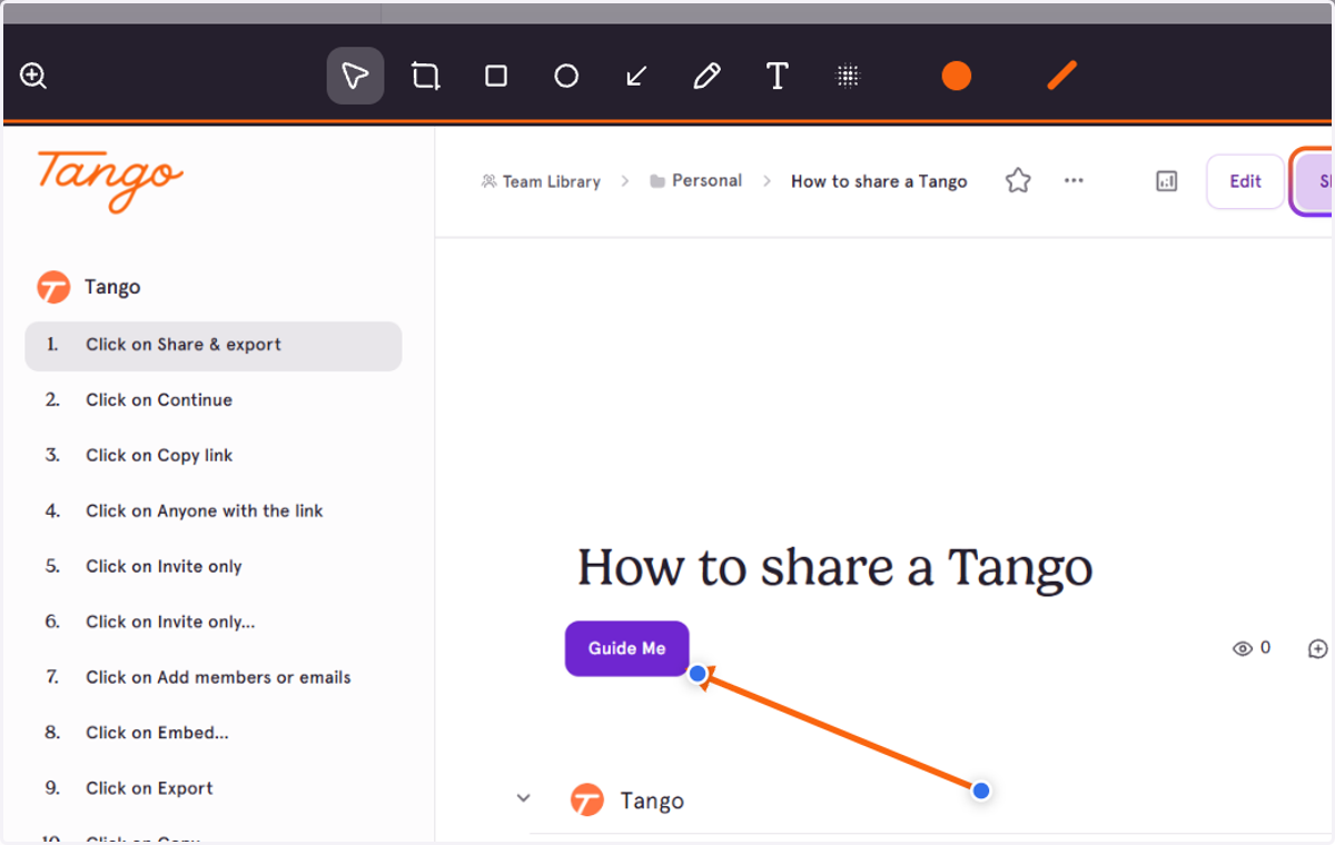 Click and drag to adjust the size of the shape, or the direction of the arrow