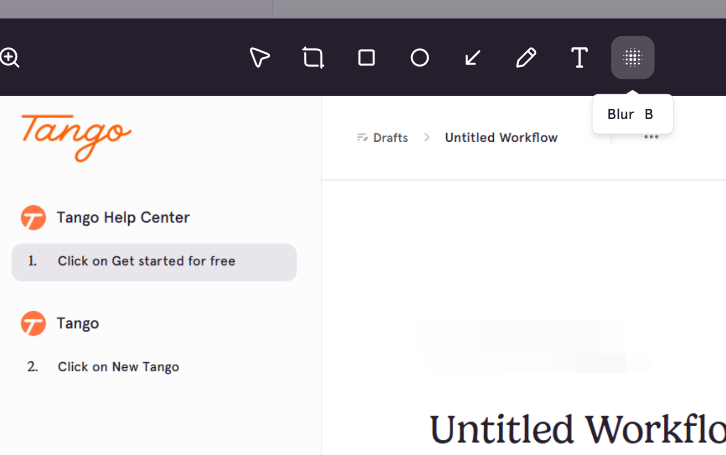 The Blur tool lets you hide sensitive information in an image (Pro and Enterprise)