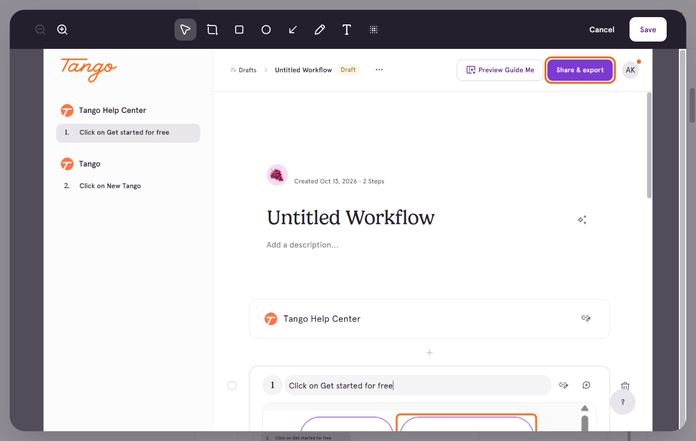 Your editor tools are at the top of the image editor