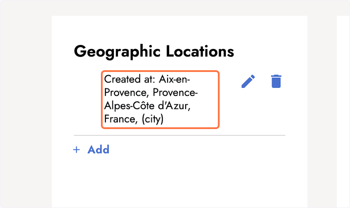 See the new connection displayed in the geographic locations box.