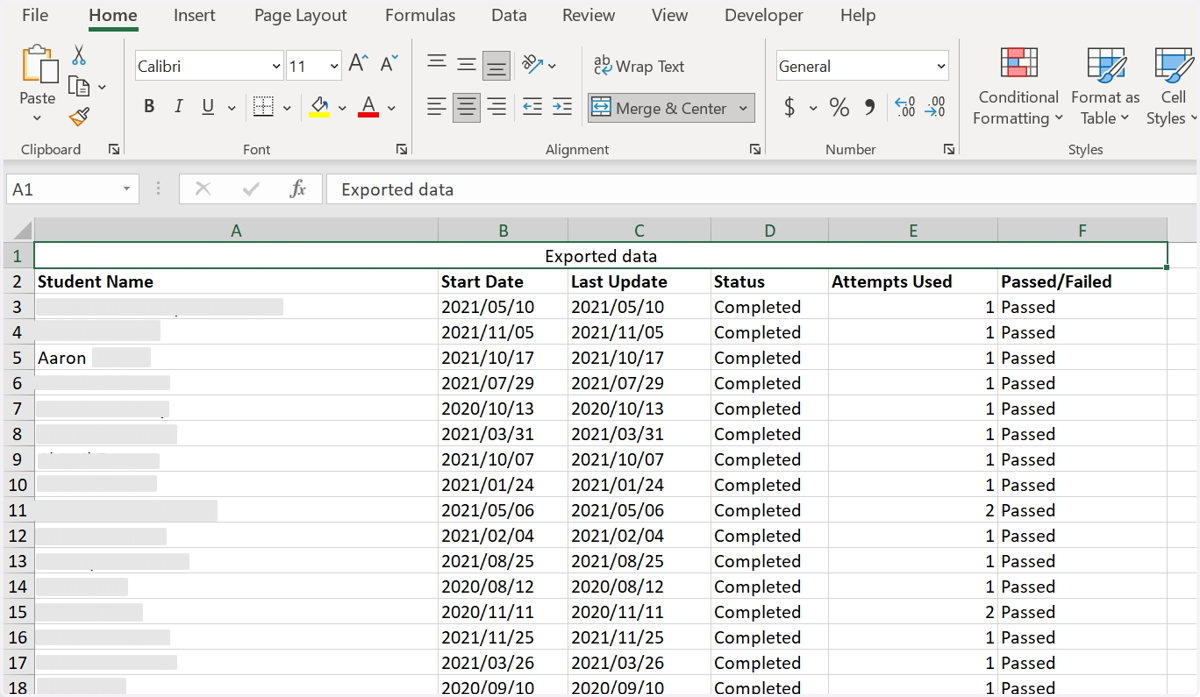 Use the CSV or Excel buttons to export the report.