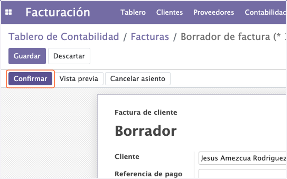 Confirmamos la Factura
