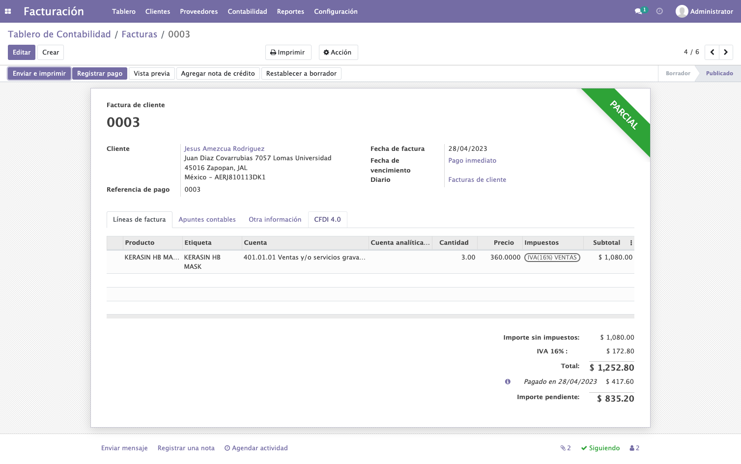 Click en CFDI 4.0 para verificar