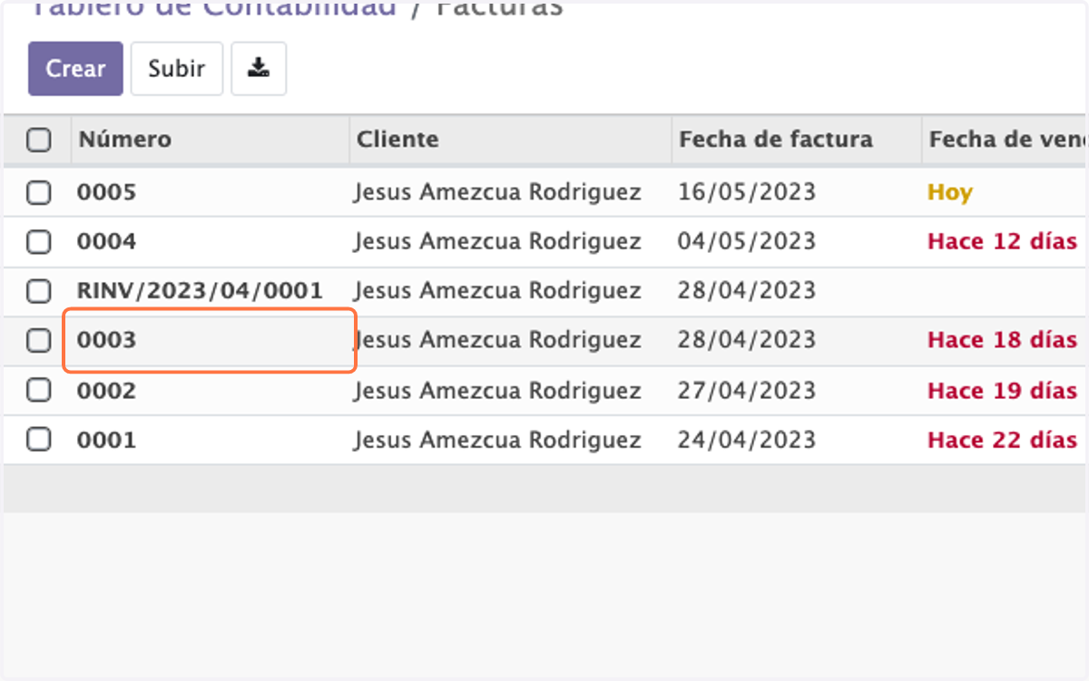 Abrimos nuevamente la factura a Cancelar o Sustituir 0003