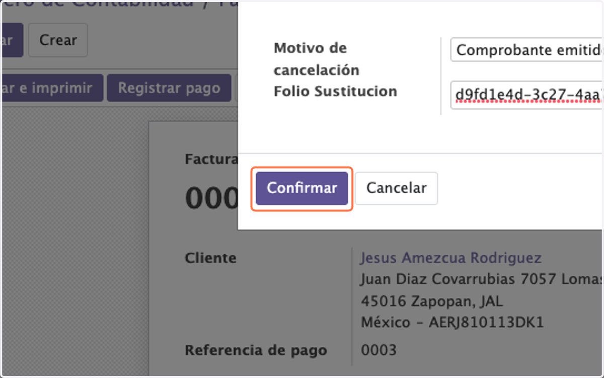 Click en Confirmar