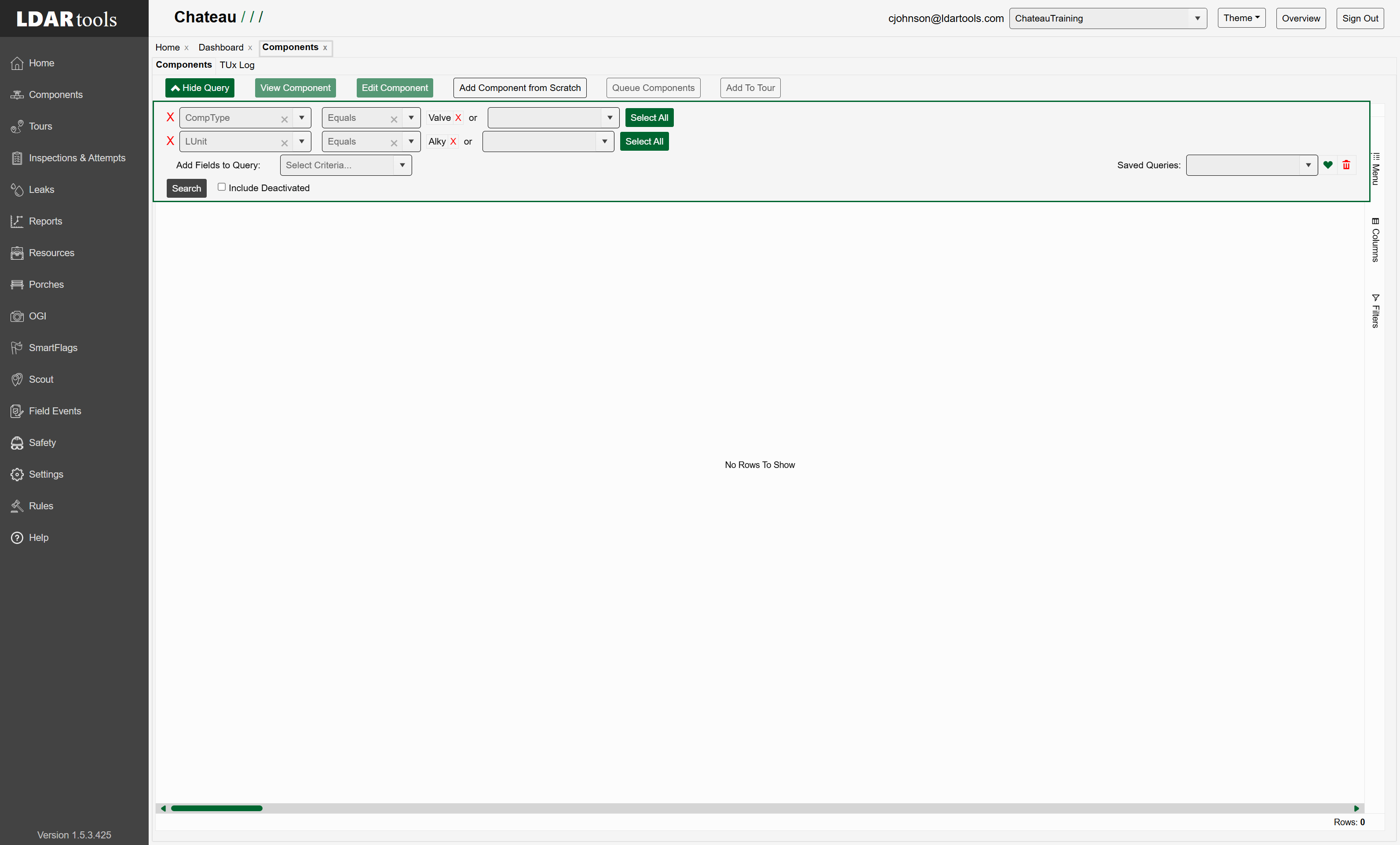 Once you have your query built, click on Search.