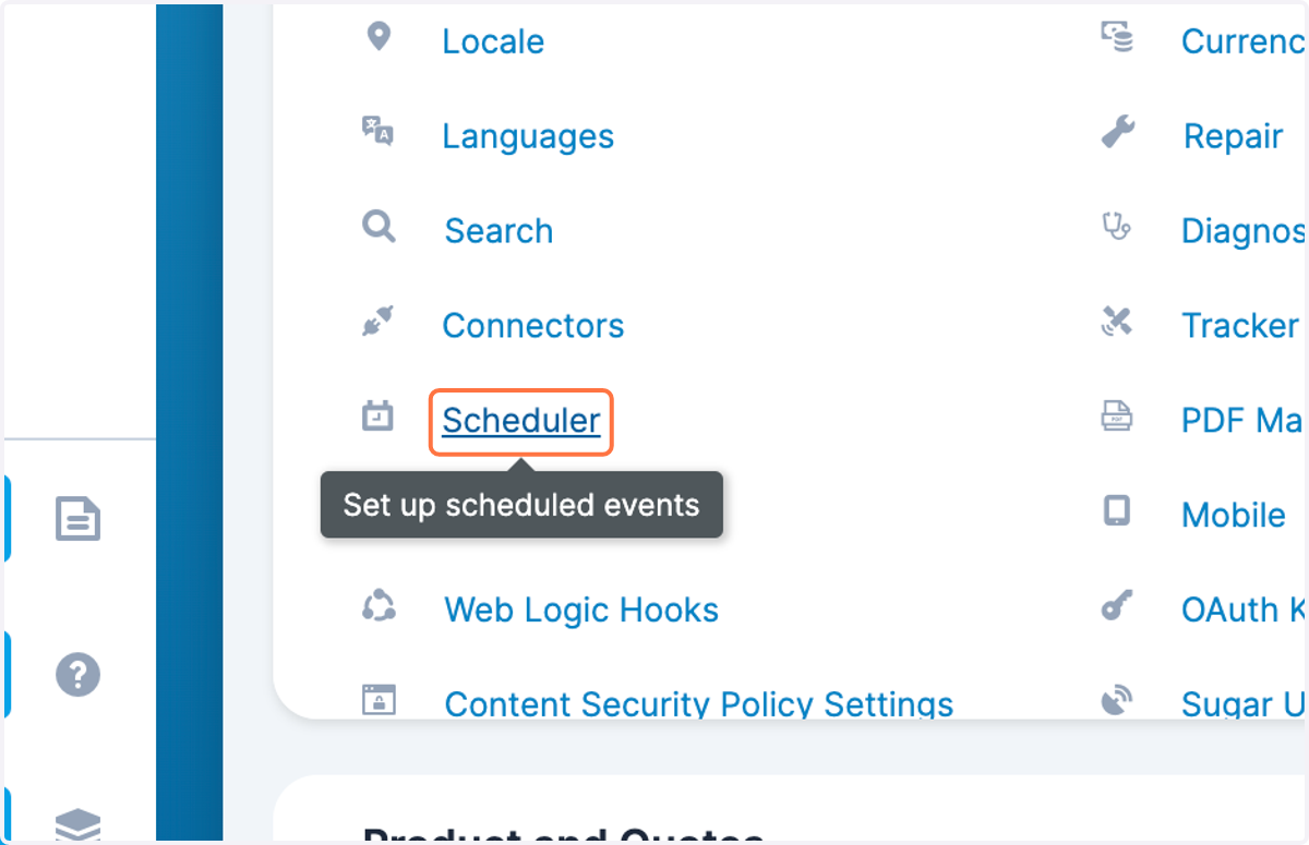 Navigate to Admin > Scheduler