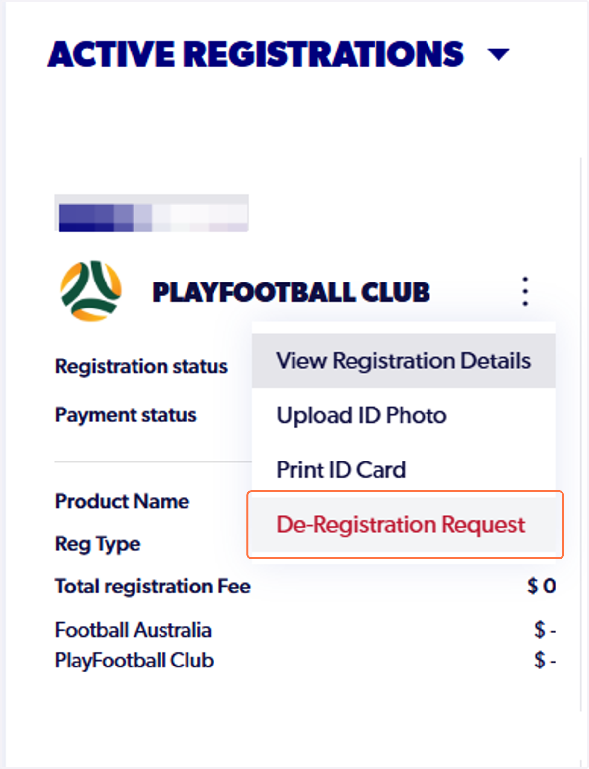 Click on De-Registration Request
