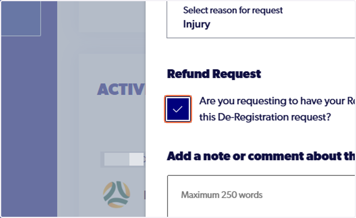 Tick the Refund Request box