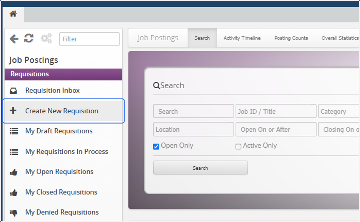 Click on Create New Requisition
