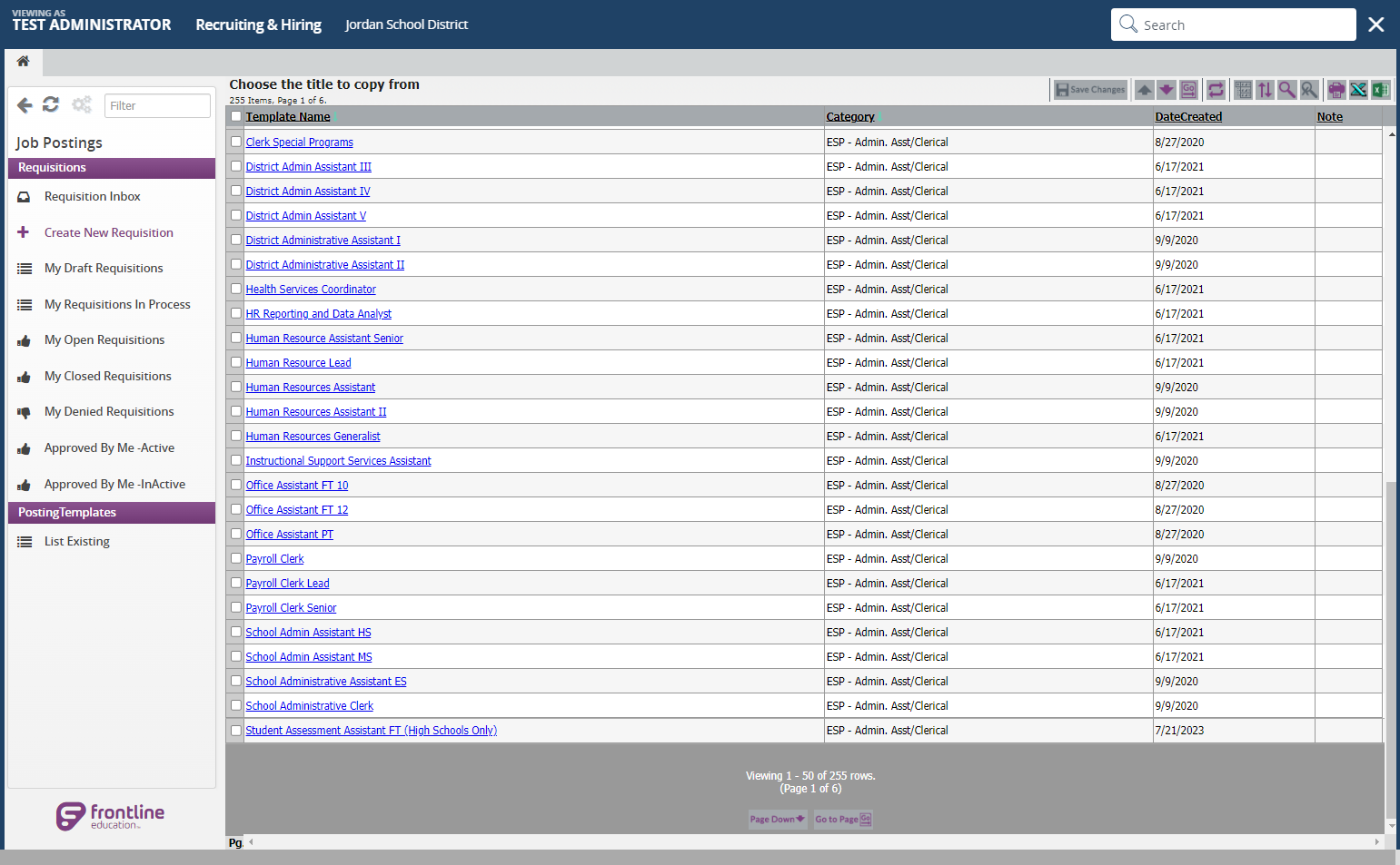 Click Page down if needed to find job title.