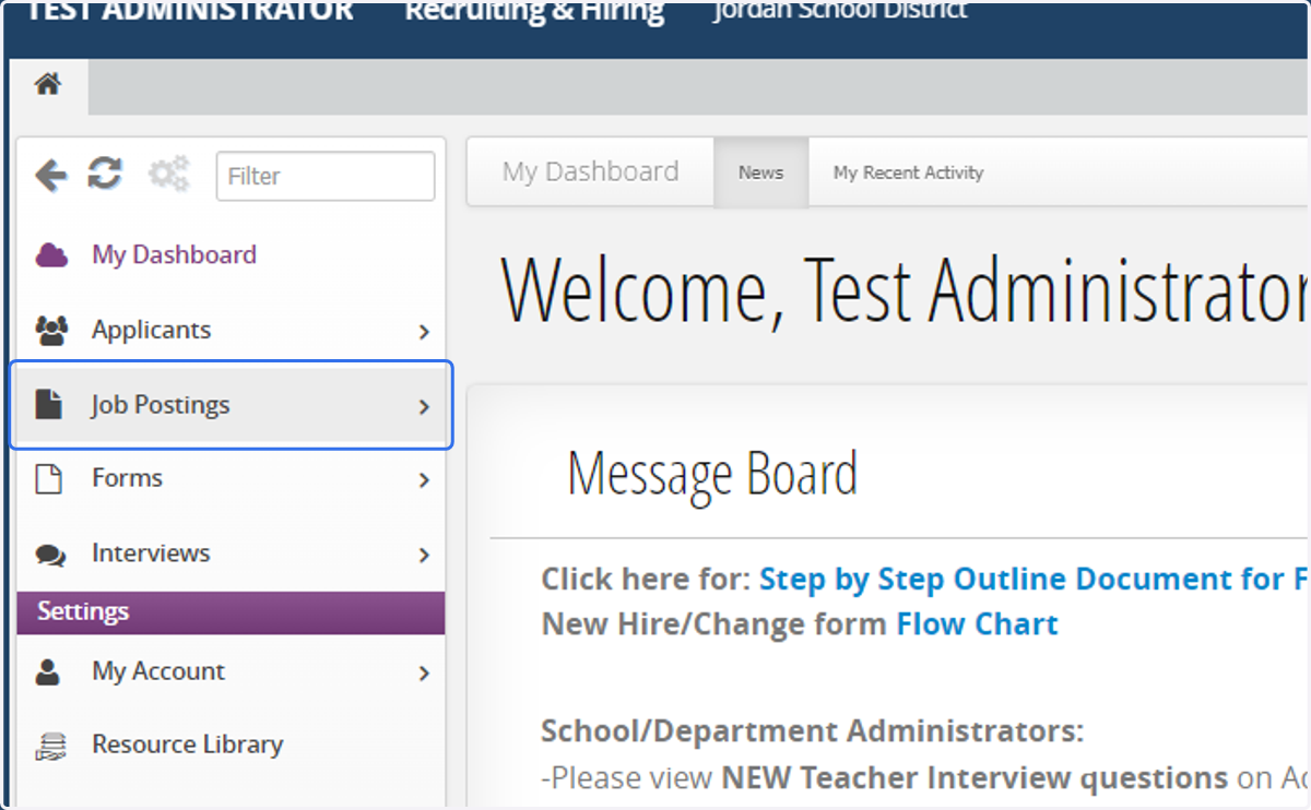 Click on Job Postings