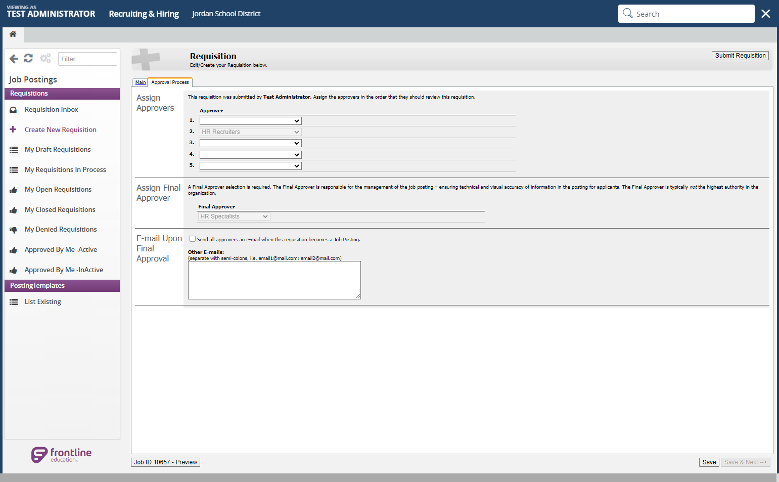 If you are an administrator, you do not need to select a 1st approver. Skip this next step.