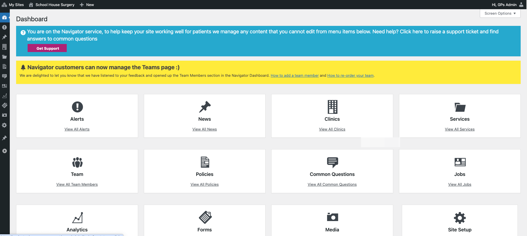 Logged in screen showing your Dashboard