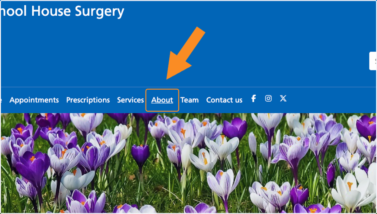 Arrow pointing to Click on About