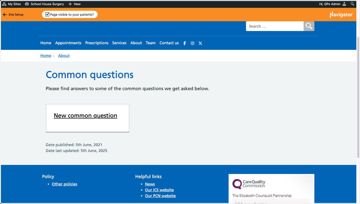 view all common questions