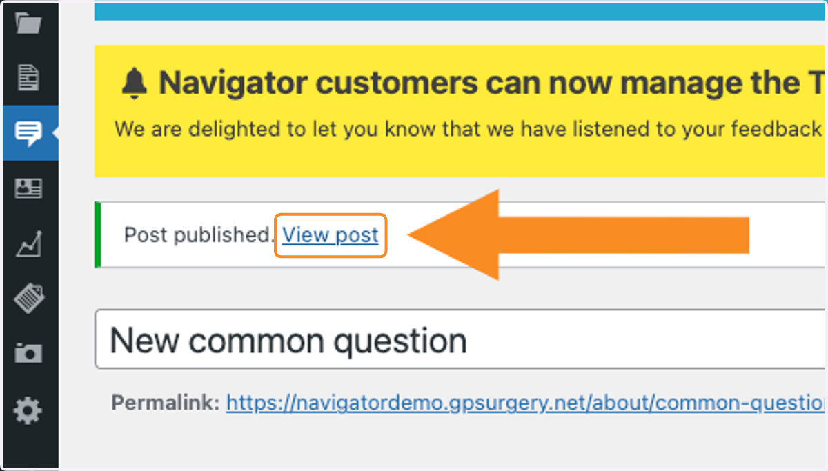 Arrow pointing to Click on View post