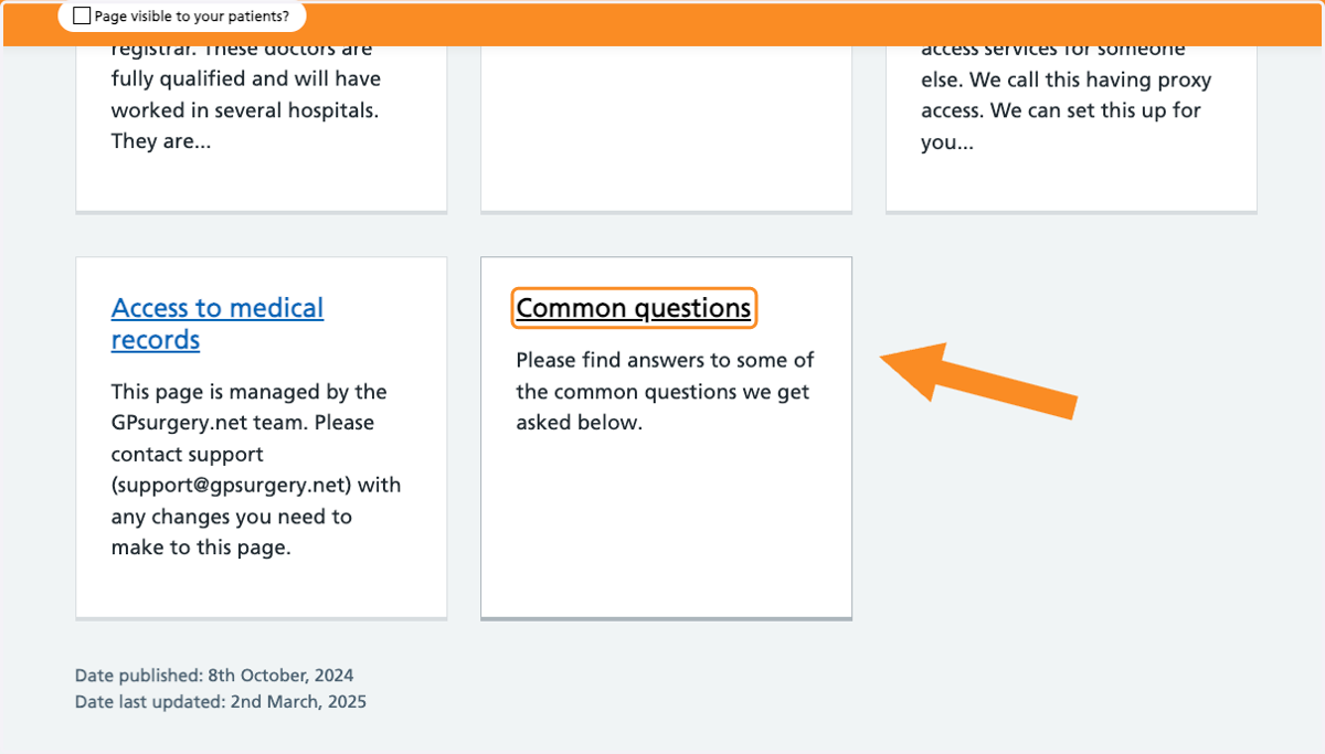 Arrow pointing to Common questions