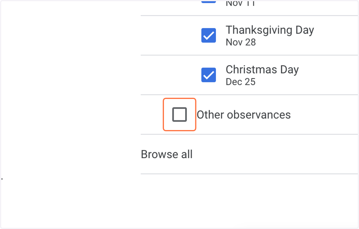 Uncheck "Other observances" -- these are not relevant