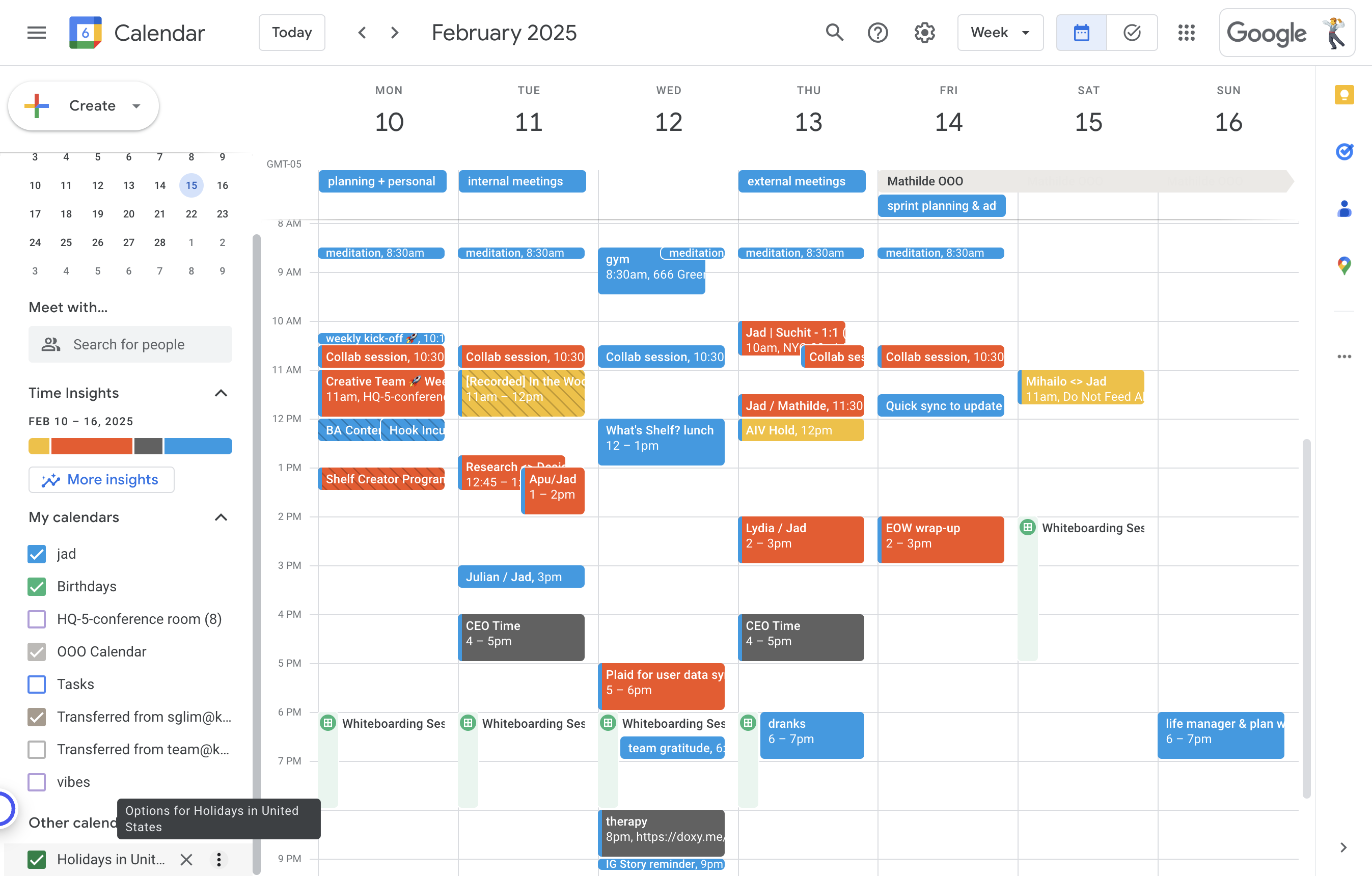 Click on Options for Holidays in United States