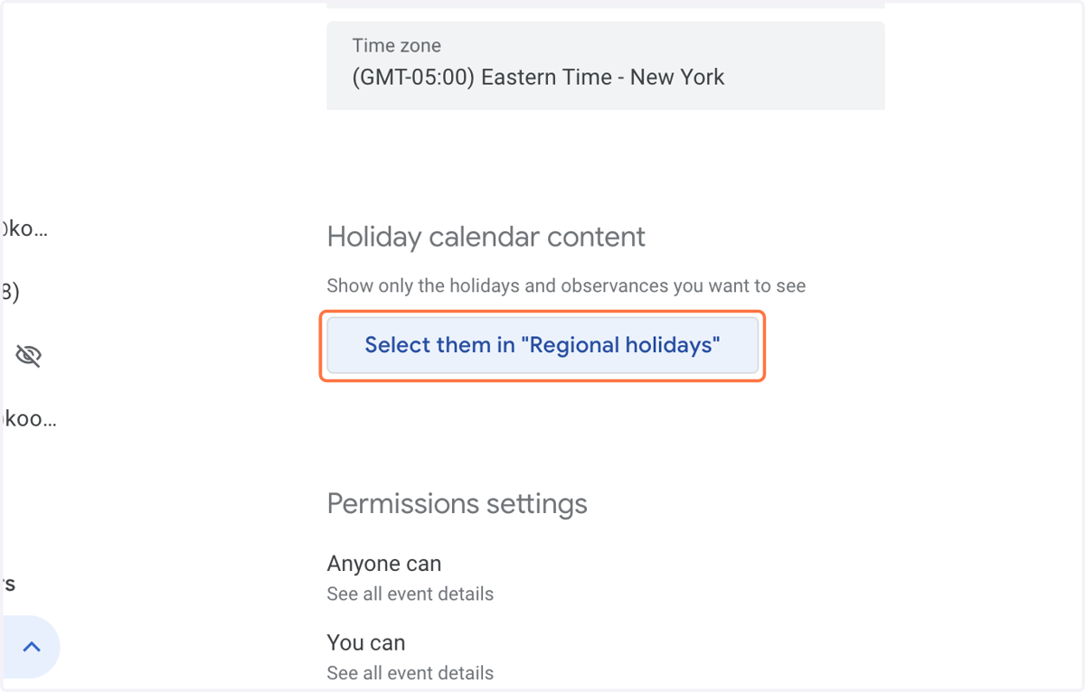 Click on Select them in "Regional holidays"