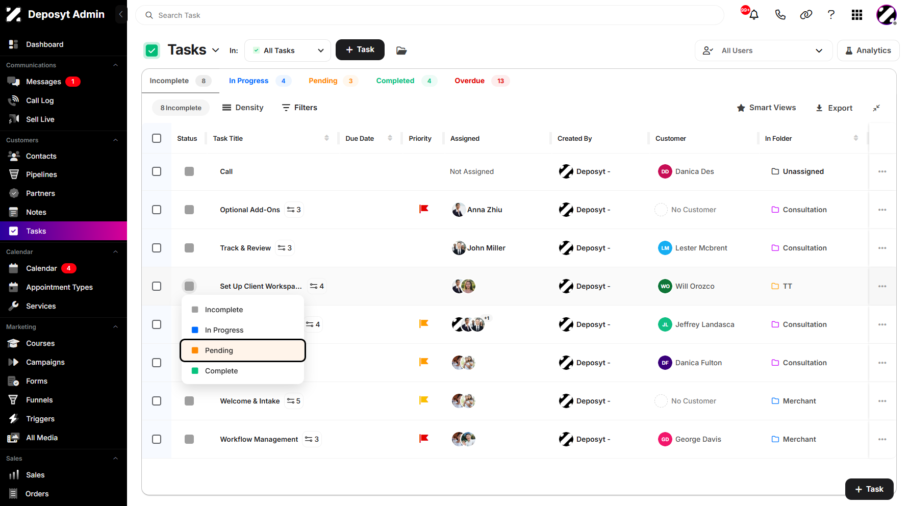 Step 5: The status dropdown menu will appear. Choose your desired status and click on it.