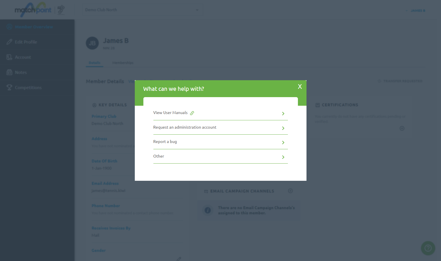 Click on Request an Administration account