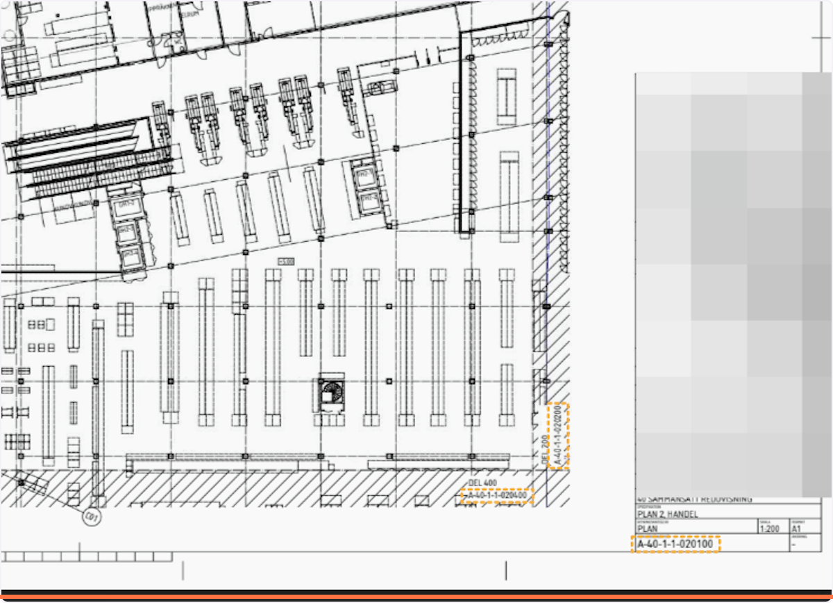 From the example, selecting the reference in the document "A-40-1-1-020000.pdf" led StreamBIM to promptly open the file "A-40-1-1-020100.pdf".