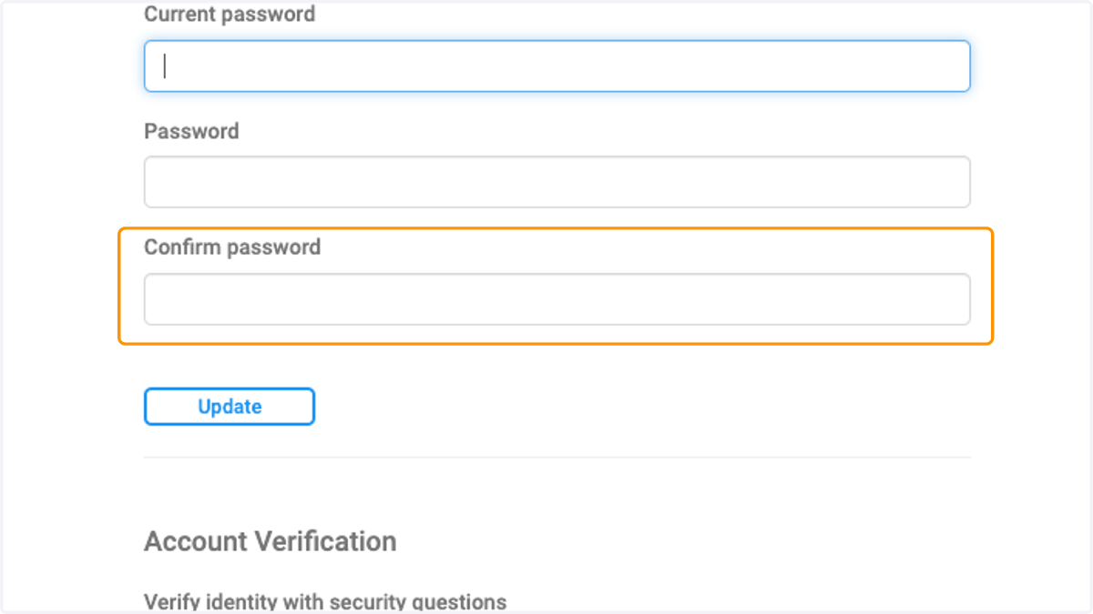 Type in new password to confirm
