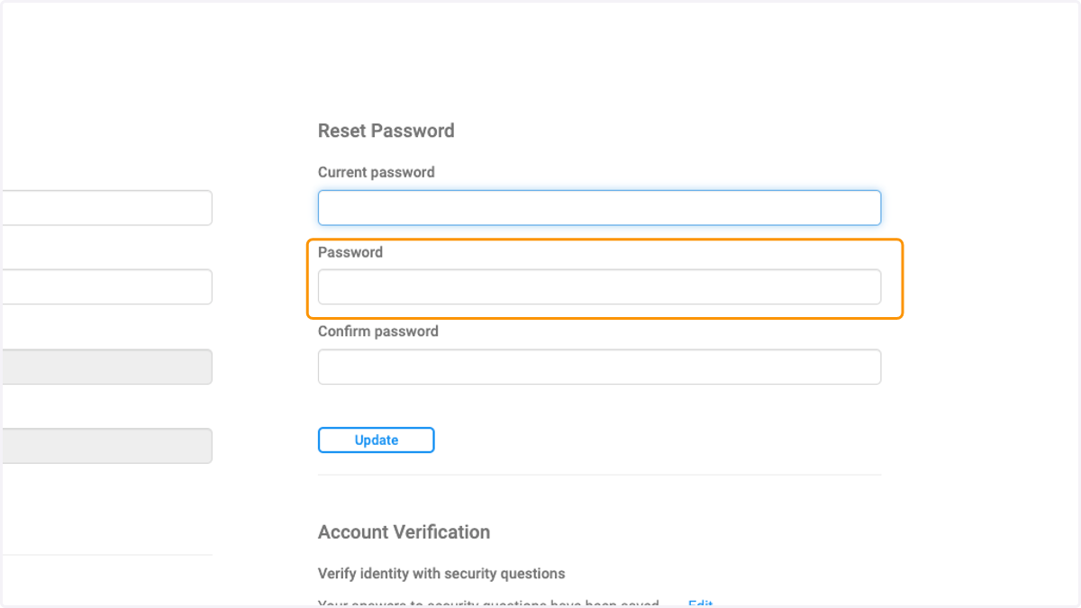Type in your new password
