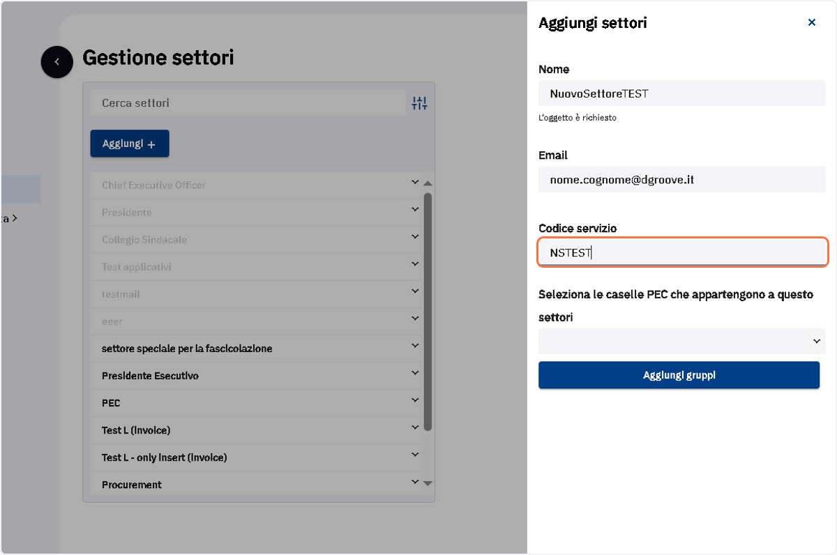 Compilare il campo "Codice servizio"