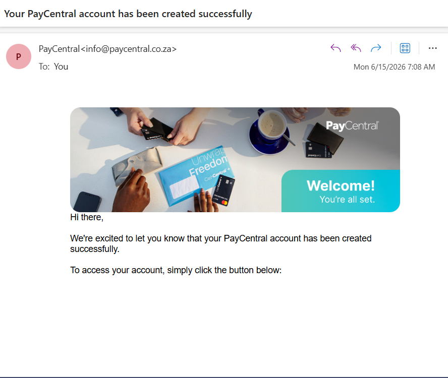 Account creation email