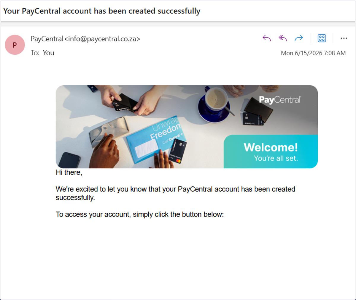 Account creation email